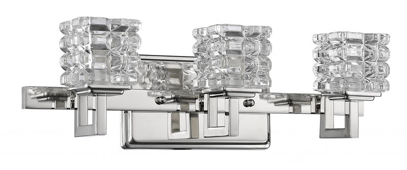 Hivvago Coralie 3-Light Polished Nickel Sconce With Pressed Crystal Shades