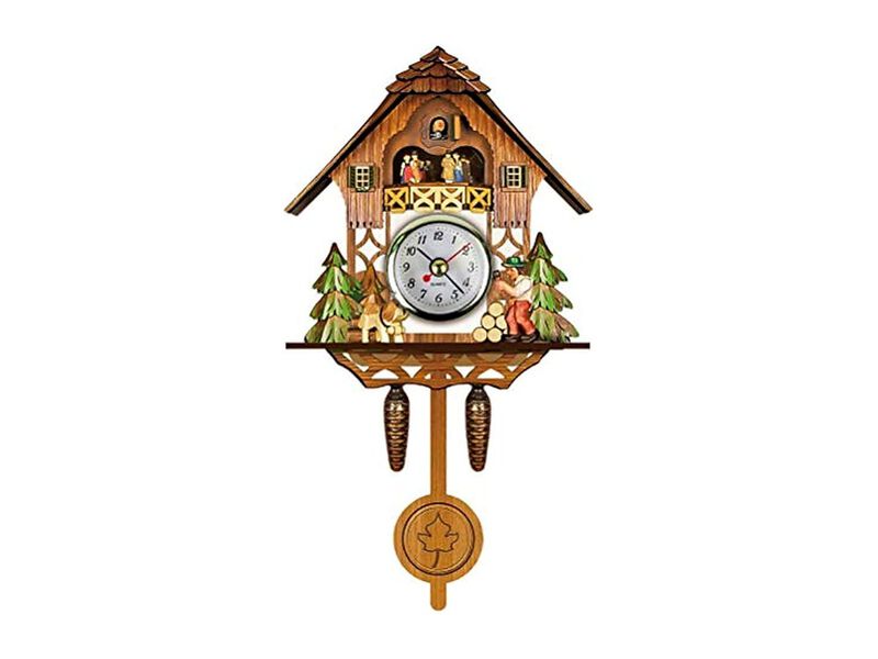 Cuckoo Antique Wooden Birdhouse Hanging Wall Clock Wood Home Decor image number 0
