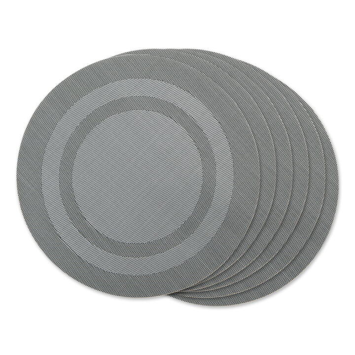 Set of 6 Gray Double Frame Round Outdoor Placemats 13.75"