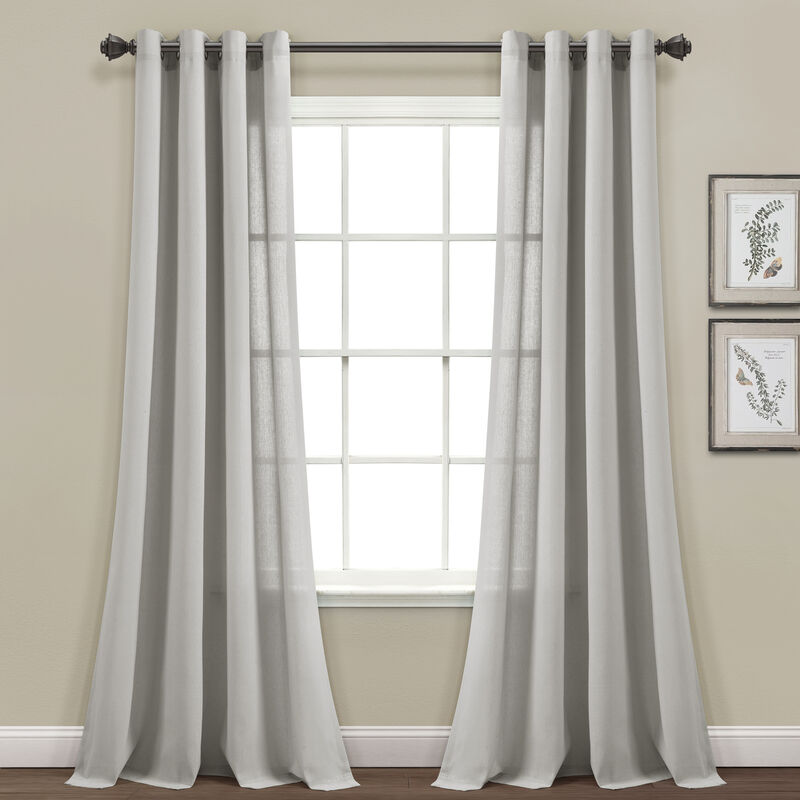 Faux Linen Grommet Window Curtain Panels