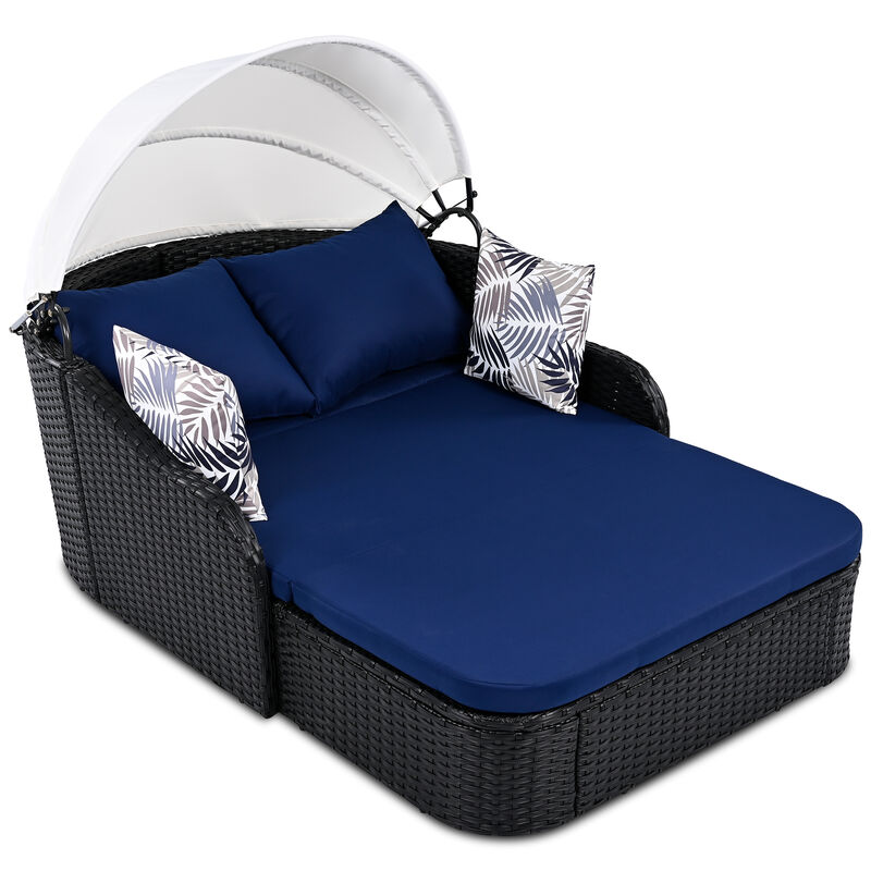 Merax Outdoor Sunbed Daybed with Adjustable Canopy