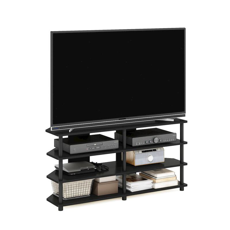 Econ Easy Assembly 4-Tier Corner TV Stand for TV up to 55-Inch, Blackwood/Black