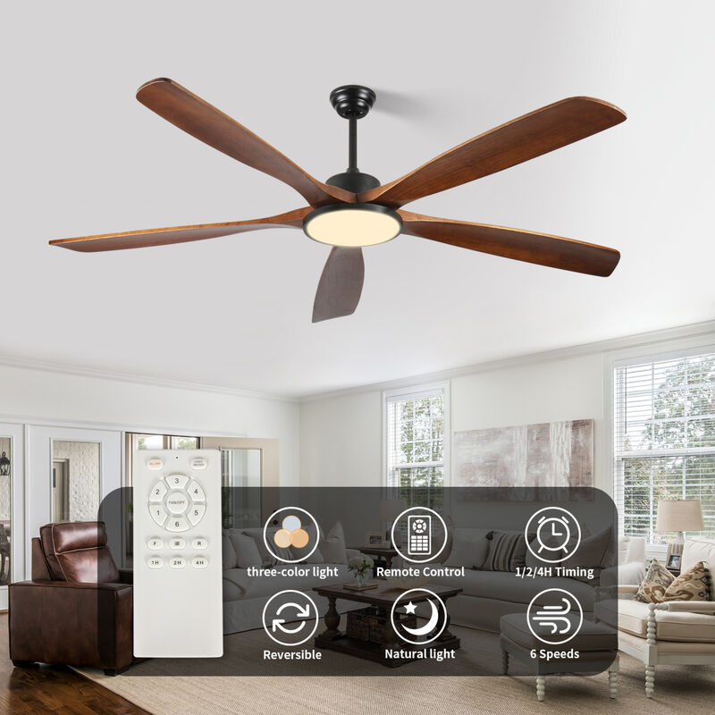 ELEMENT ACE 72-Inch Large Ceiling Fan with Remote Control, Three-Color Dimmable Light, 5 Reversible Blades for Garden, Patio, Farmhouse, Living Room, Bedroom image number 6
