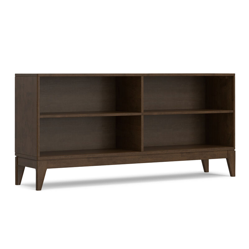 Simpli Home Harper 30 inch x 64 inch Solid Wood Mid Century 4-Shelf Low Bookcase image number 0