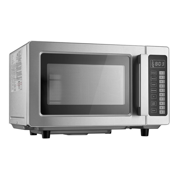 VEVOR Countertop Microwave Oven, 0.9 Cu Ft, 1000W Digital Stainless SteelMicrowave Oven with Touchscreen, 10 Cooking Presets, 5 Power Levels, Multi-Lock Door & Easy Clean Interior for Commercial Use