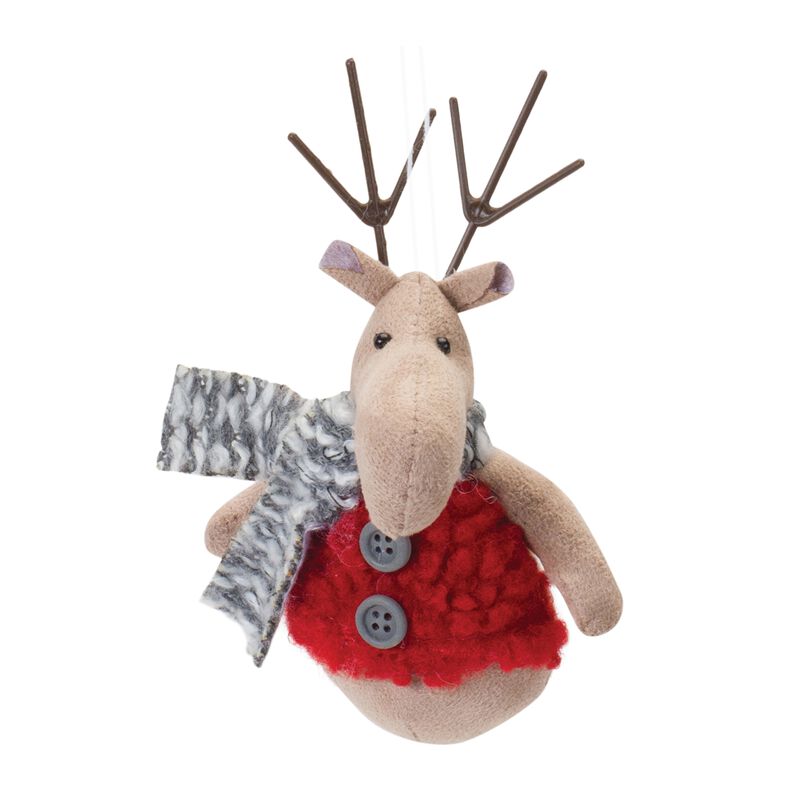 Plush Deer With Sweater Ornament (Set of 12)