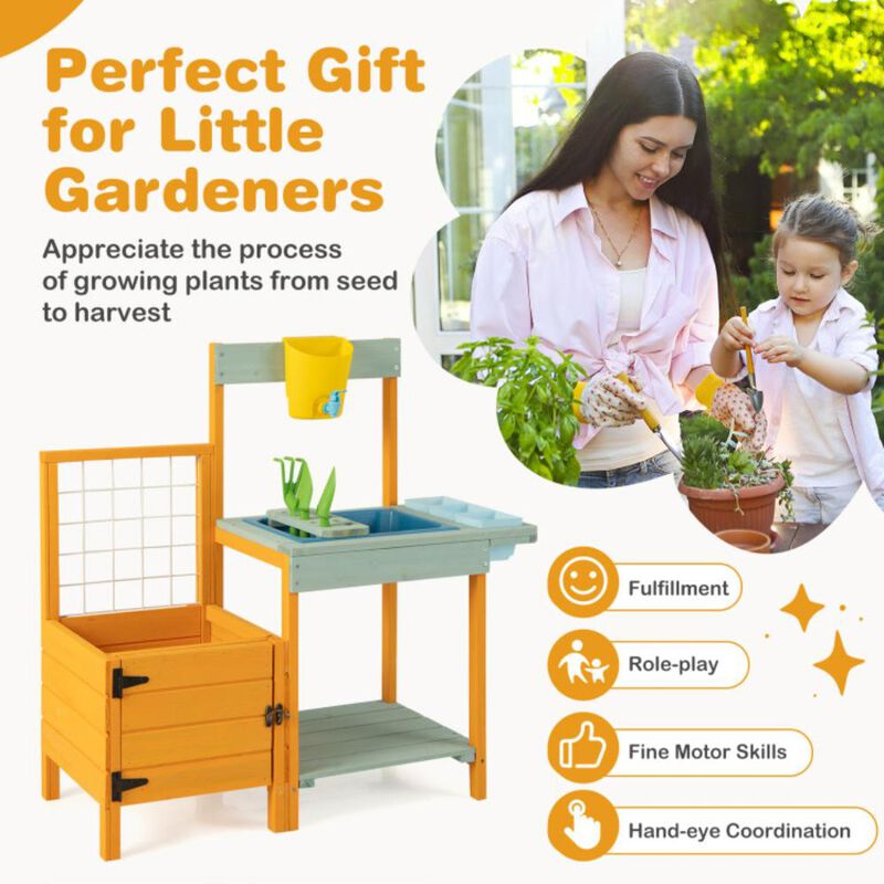 Hivvago Kids Outdoor Potting Bench with See-Through Window