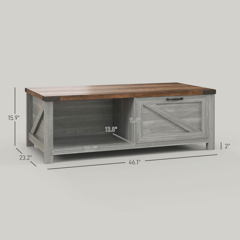 Hivvago Living Room Coffee Table with Open Shelf and Drawer image number 2