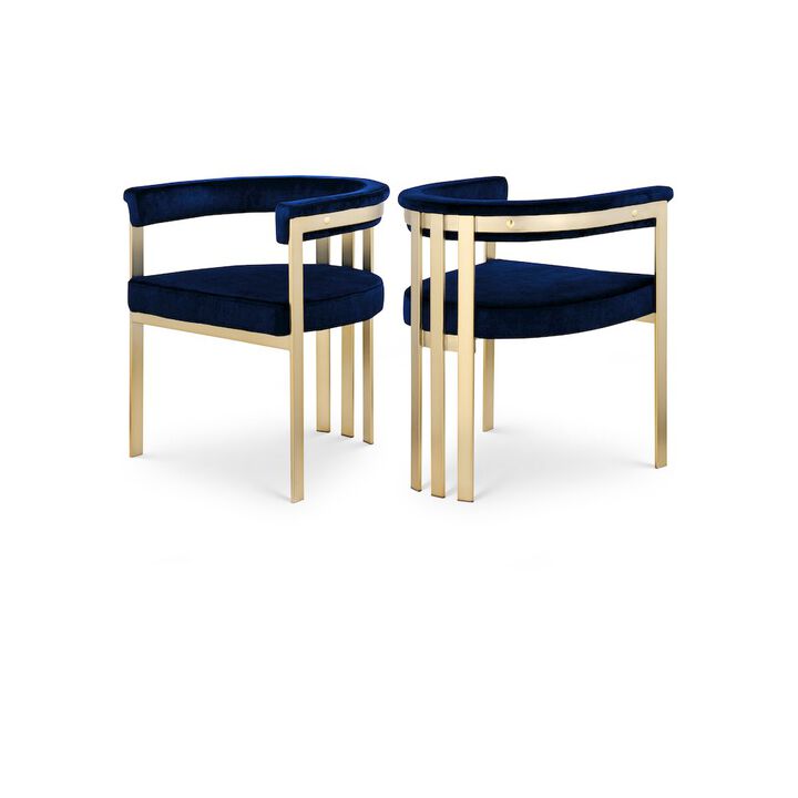 Meridian Furniture Marcello Navy Velvet Dining Chair, Set of 2