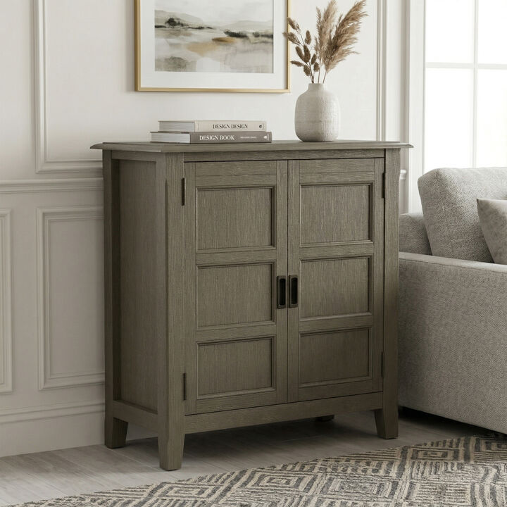 Burlington SOLID WOOD 30 inch Wide Transitional Low Storage Cabinet in Farmhouse Grey