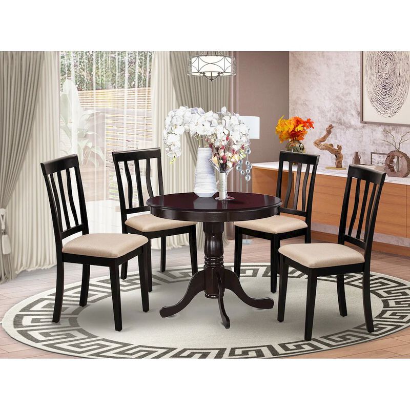 East West Furniture ANTI5-CAP-C 5 Pc Kitchen Table set-Kitchen Table and 4 Dining Chairs