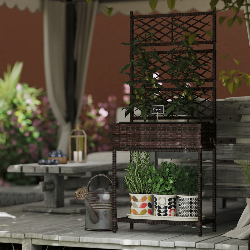 Hivvago Freestanding Raised Planter with Wicker Trellis image number 7