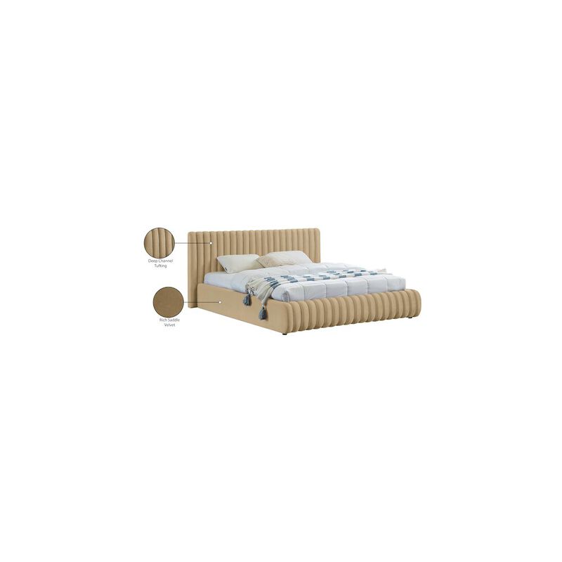 Meridian Furniture Nico Camel Velvet King Bed