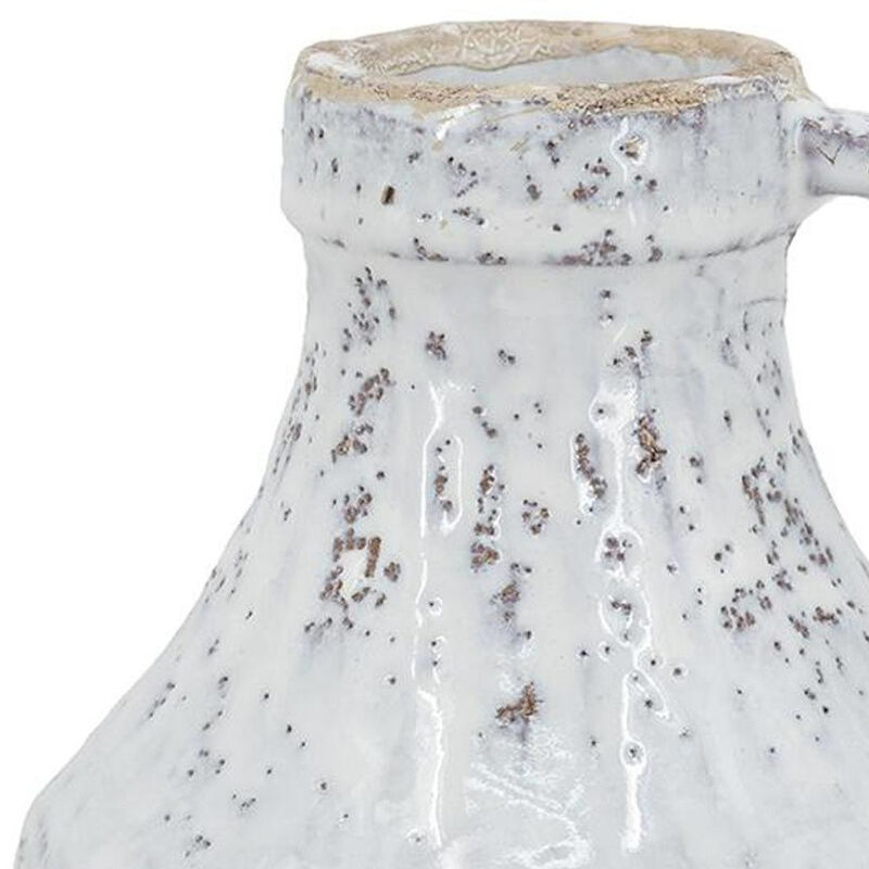 HomeRoots 6" Sand And White Terracotta Round Jug Vase image number 3