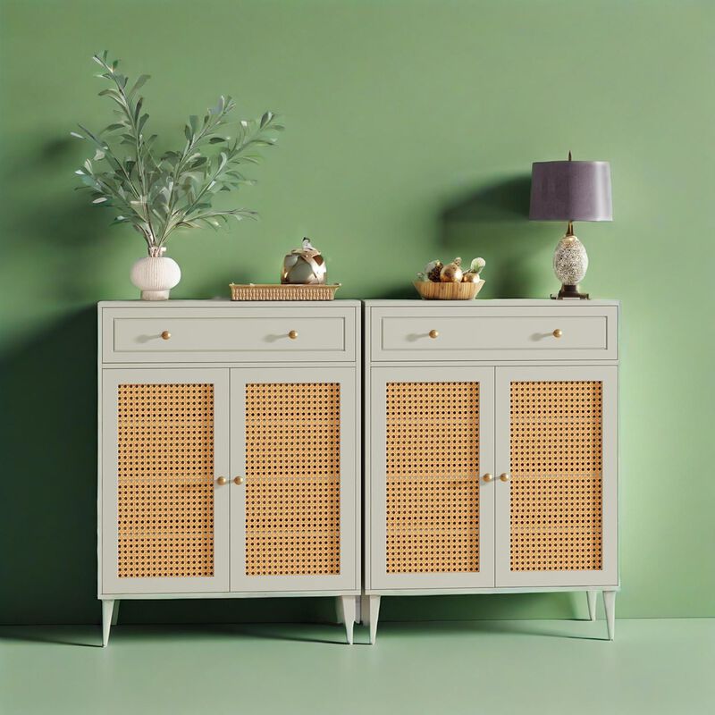 Grey Modren Shoe Cabinet With Shelves For Entryway image number 2