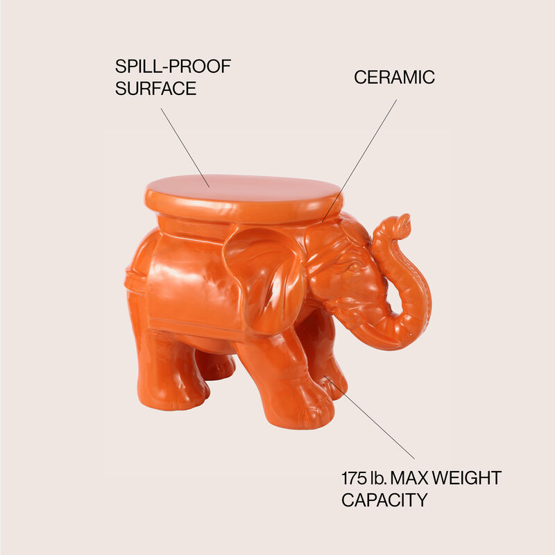 White Elephant Ceramic Garden Stool