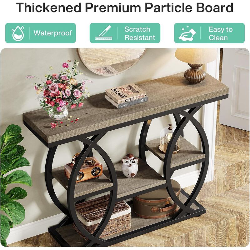 Tribesigns Contemporary 4-Tier Wood Console Table with Storage Shelves image number 5