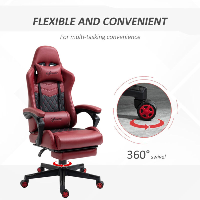 Red Gaming Throne: Reclining Chair with Lumbar Support and PU Leather