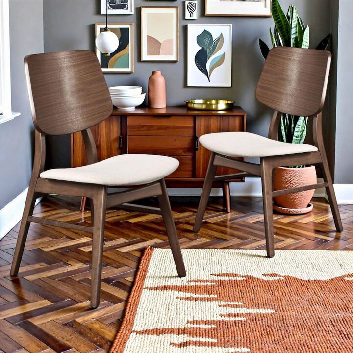 Walnut Solid Wood Dining Chairs Set of 2 &ndash; Classic Chairs for Dining