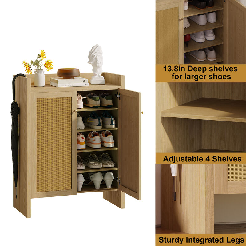 Tolnil 42.5" Tall Rattan Shoe Cabinet image number 3
