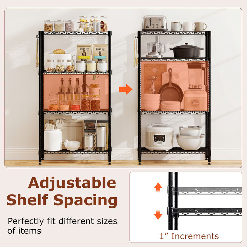 4 Tier Metal Storage Rack Set of 2 with V Shaped Wire Shelves for Home-Black image number 8