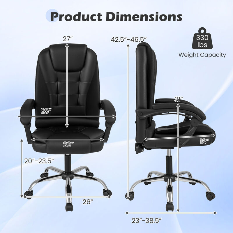 Ergonomic Executive Office Chair High Back with Armrests and Leather Seat image number 4