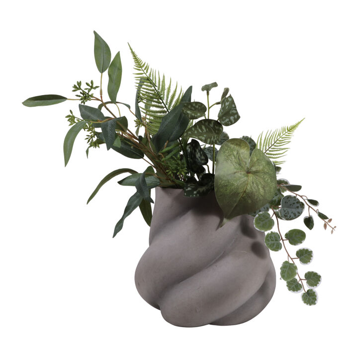 10x10" Distressed Twisted Ecomix Vase, Gray
