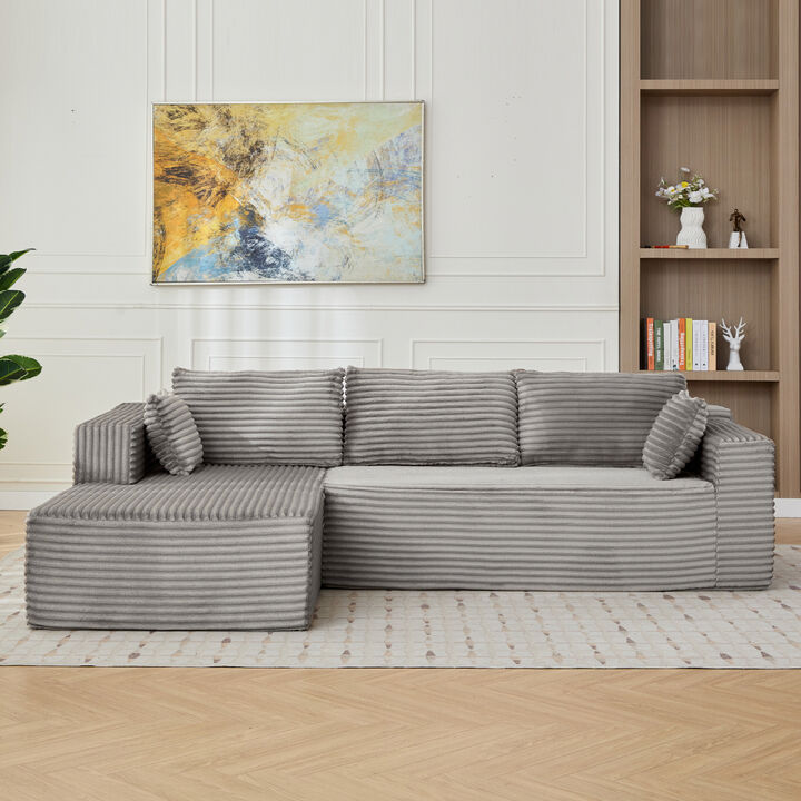 Compression L-Shaped Sofa &ndash; Boneless Sectional Couch with Deep Seat & Chaise