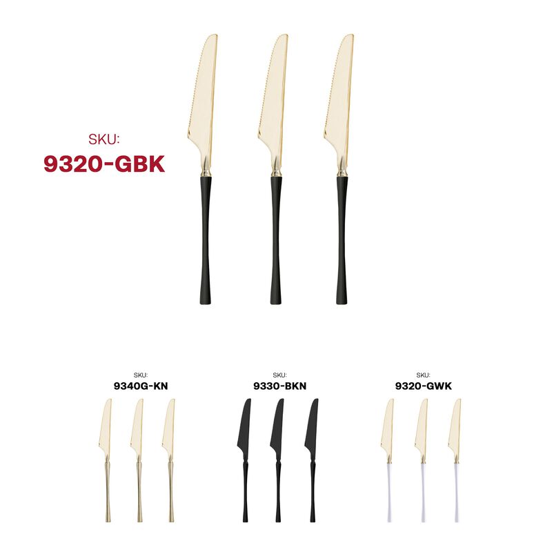 Gold with Black Handle Moderno Plastic Dinner Knives (240 Knives) image number 6