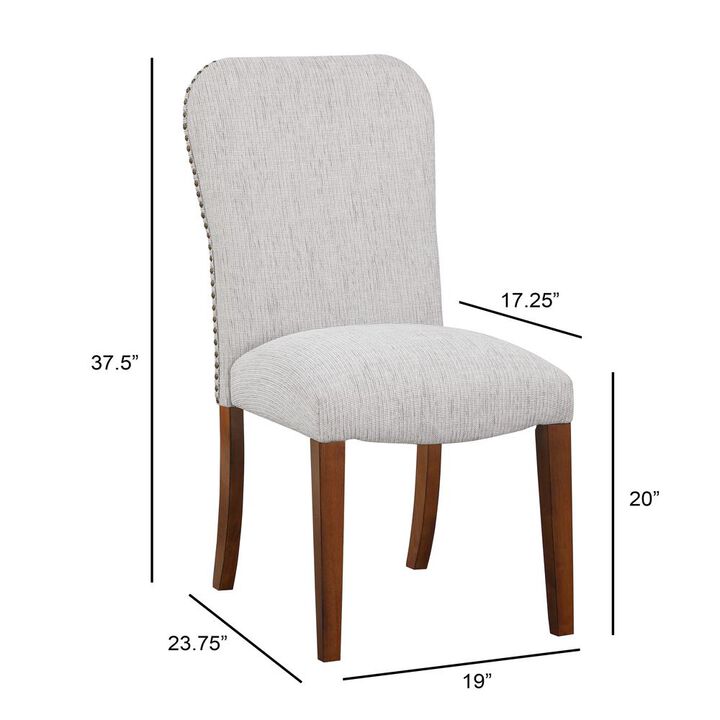 Salina Sea Oat Dining Chair in Performance Fabric with Nail Heads - set of 2
