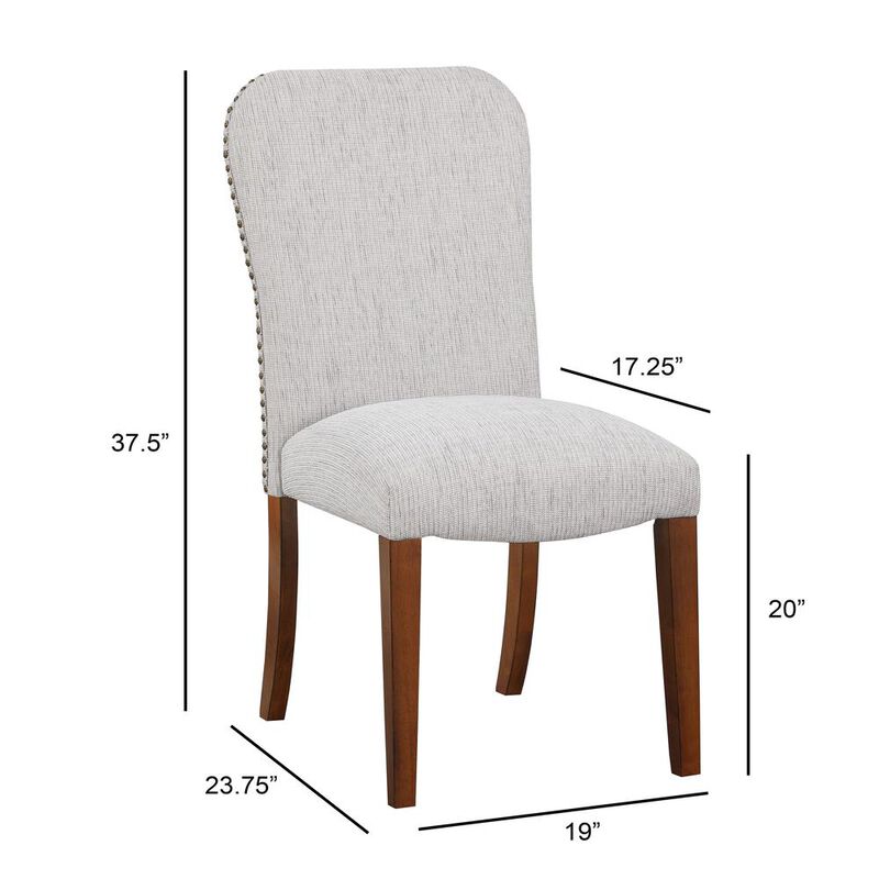 Salina Sea Oat Dining Chair in Performance Fabric with Nail Heads - set of 2