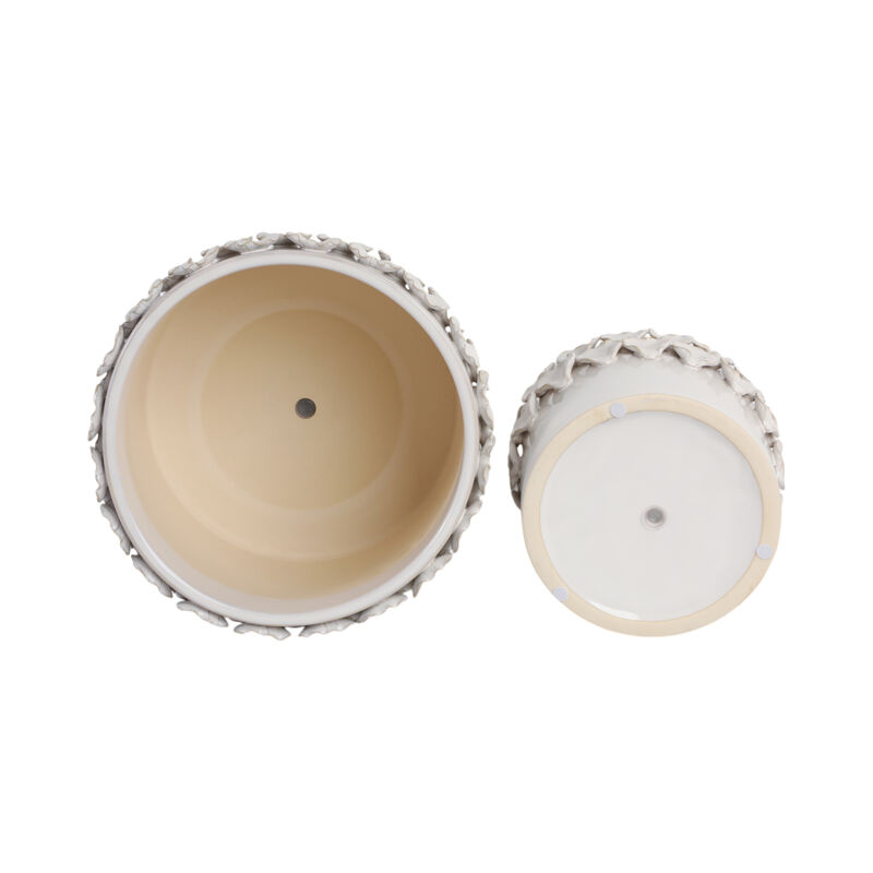 Flower Petal Applique Planters, White set