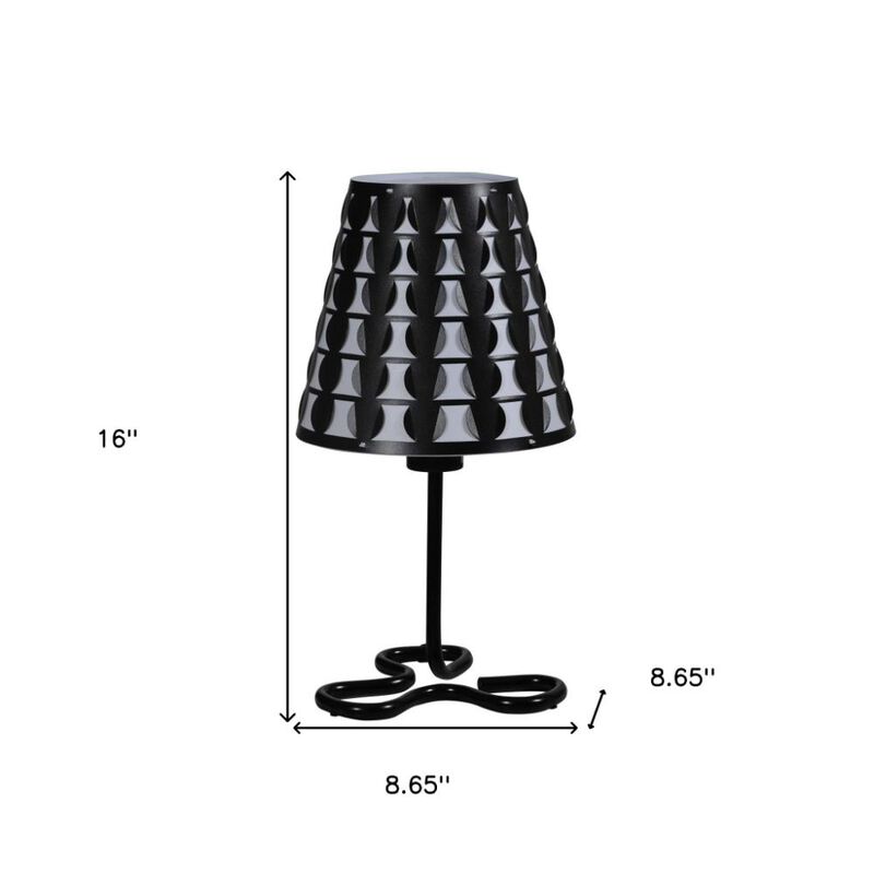 Hivvago 16" Black Bedside Table Lamp With Black And White Polka Dots Empire Shade