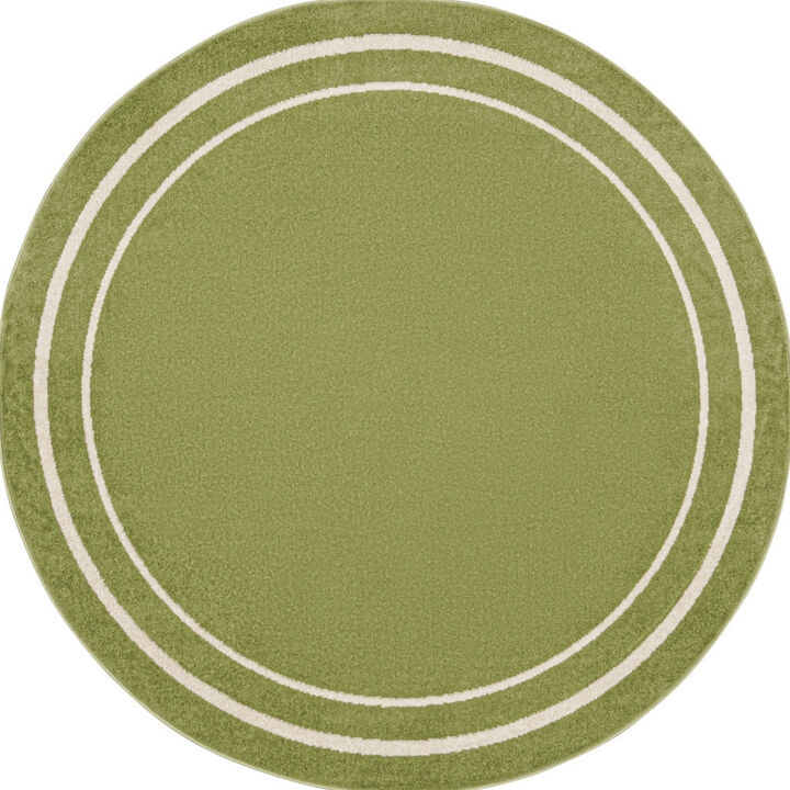 HomeRoots 4' Green And Ivory Round Indoor Outdoor Area Rug