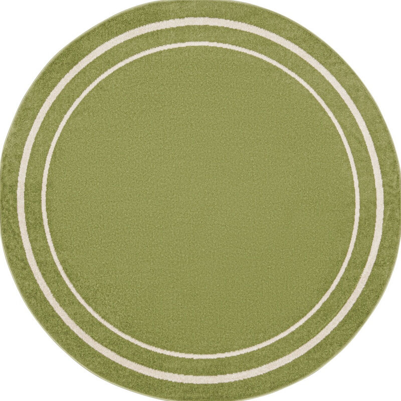 HomeRoots 4' Green And Ivory Round Indoor Outdoor Area Rug image number 0