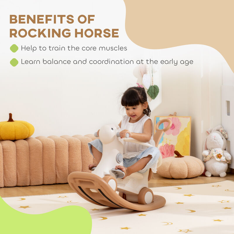 BreeBe 4-in-1 Kids Rocking Horse with Parent Push Handle image number 5