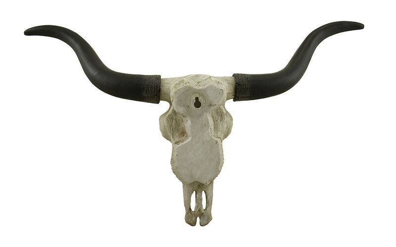 Black & Bone Decorative Longhorn Trophy Skull Wall Sculpture 20 Inch image number 2