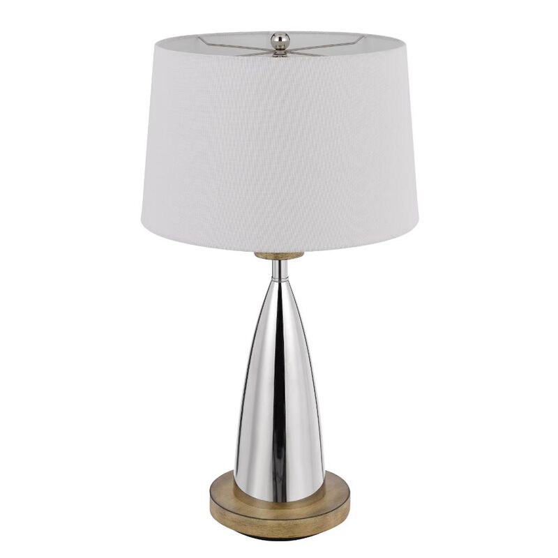 Hivvago 31" Brown Metal Geometric USB Table Lamp With White Empire Shade