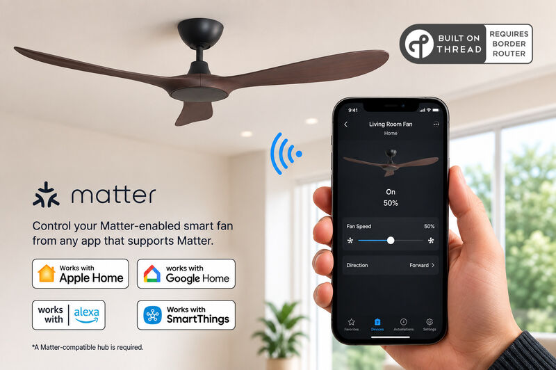 ENLIGHT 60" Smart DC Ceiling Fan, IP66 Outdoor/Coastal Rated, Matter Smart Home Integration, 3 Blades image number 2