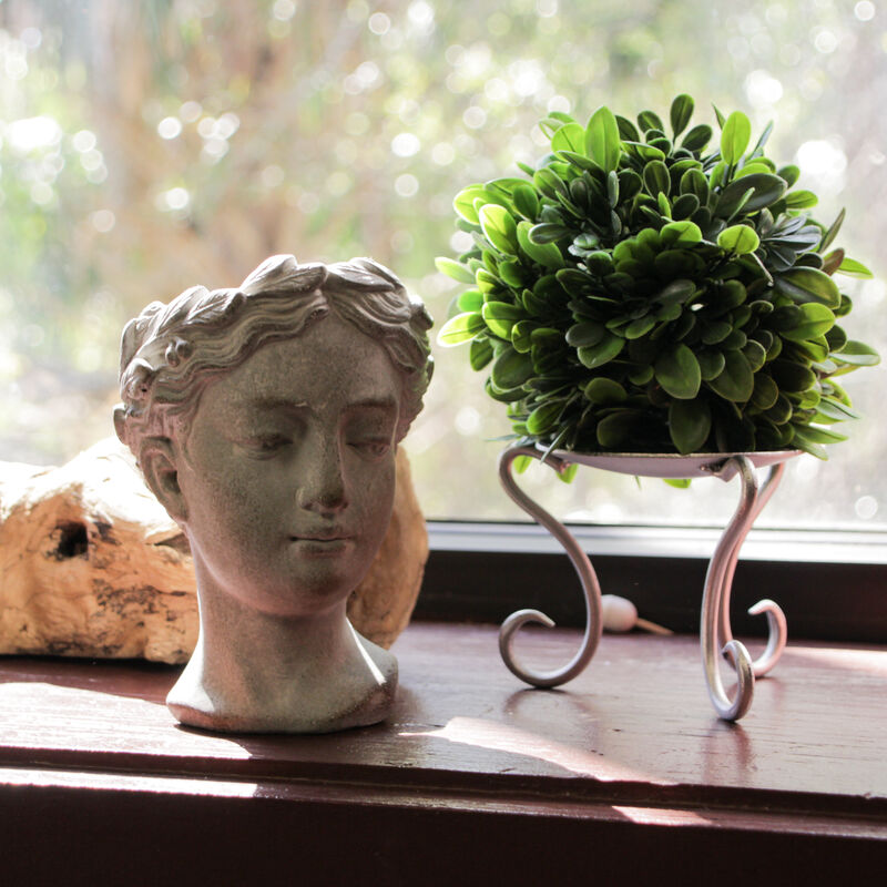 Weathered Gray Greek Lady Statue Wall Mount Cement Head Planter 6 Inches High image number 4