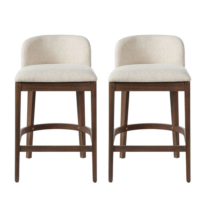 Christopher Knight Home Truda Farmhouse Rubberwood Upholstered Counter Stools with Curved Backrest (Set of 2)