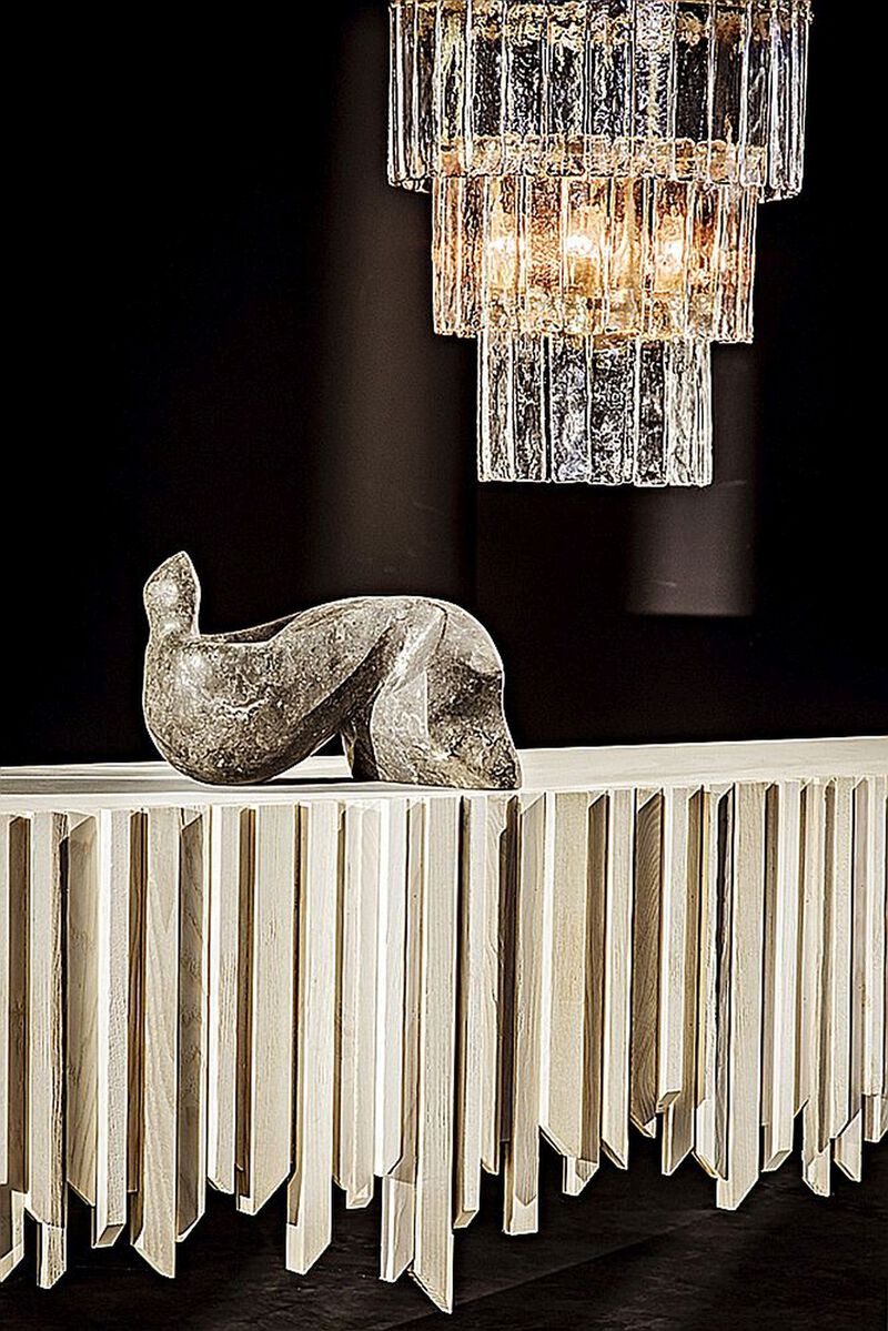 Desdemona Sideboard with 3 Drawers, Bleached Elm