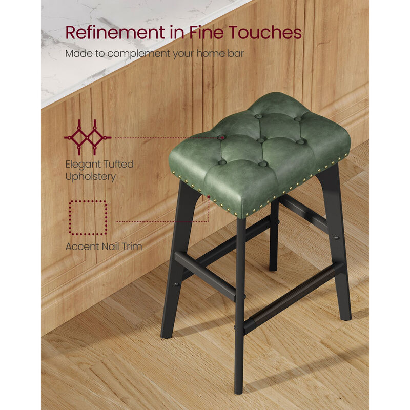 Set of 2 Upholstered Counter Height Bar Stools for Casual Dining Spaces