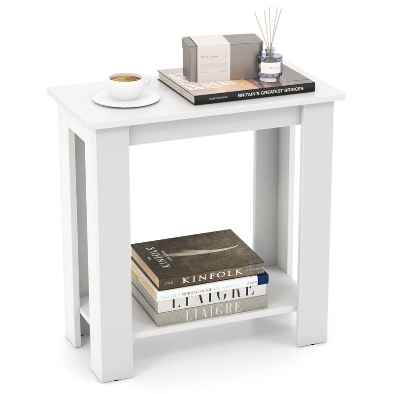 2-Tier Modern End Table with Storage Shelf, Compact Design for Small Spaces