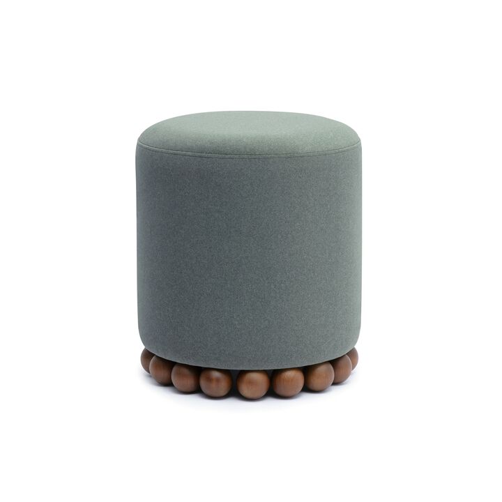 Dex Dark Olive Green Performance Vegan Mohair Ottoman