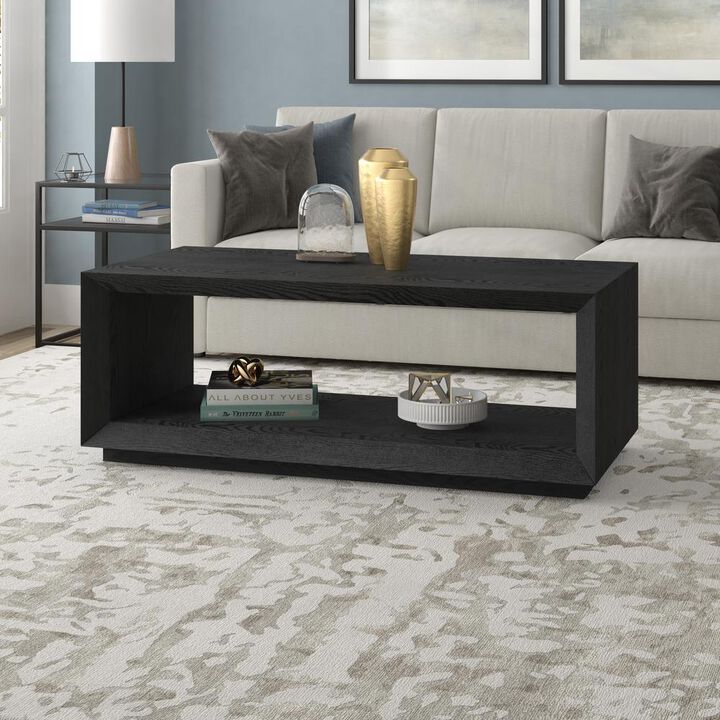 Hudson&Canal Tannen 48 Wide Rectangular Coffee Table in Black Grain