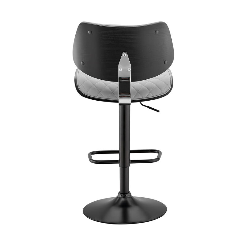 Leland Adjustable Gray Faux Leather and Black Finish Stool image number 4