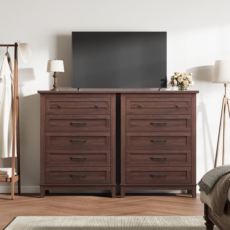 5-Drawer Tall Vertical Dresser, 41.3" Freestanding Wooden Storage Chest for Bedroom, Living Room & Entryway image number 5