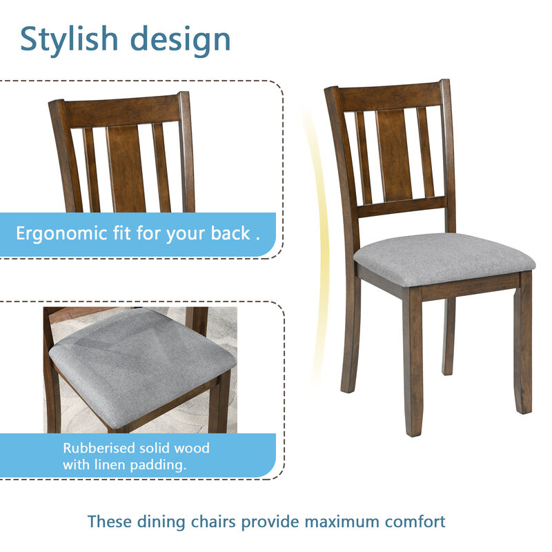 Merax Elegant 5-Piece Solid Wood Dining Set