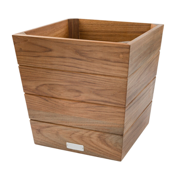 HomeRoots 12" Brown Wood Indoor Outdoor Square Planter Box